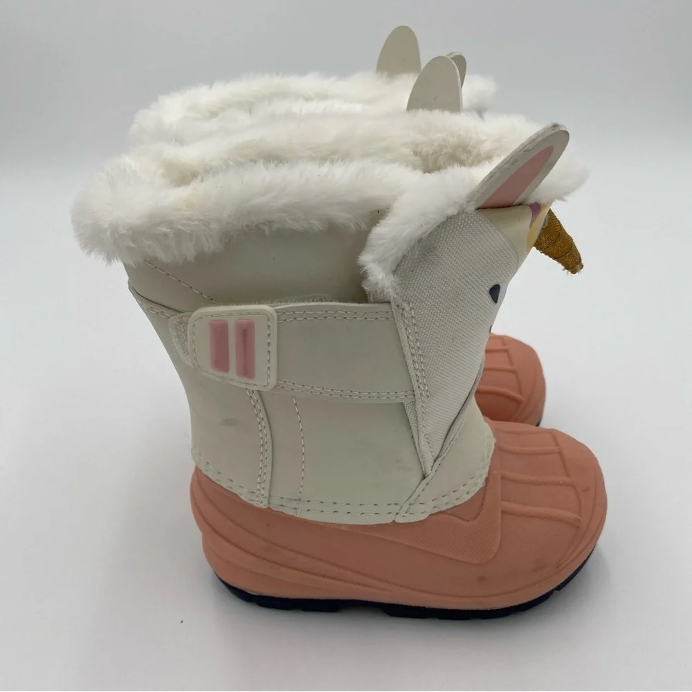 Cat & Jack Thermolite Unicorn Faux Fur Lined Little Girl Snow Boots Shoes Size 6